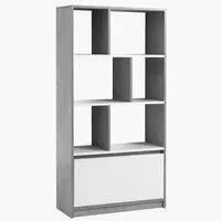 Bookcase BILLUND 1 drawer white/concrete colour