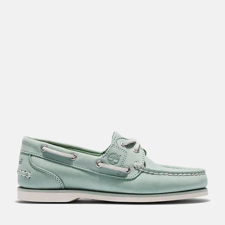 Classic Leather Boat Shoe for Women in Green