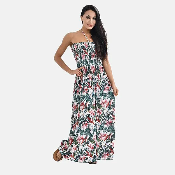 TAMSY Floral Printed Smock Dress - Green