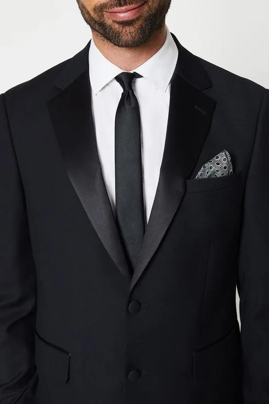 Slim Tie With Geo Square & Tie Bar Set