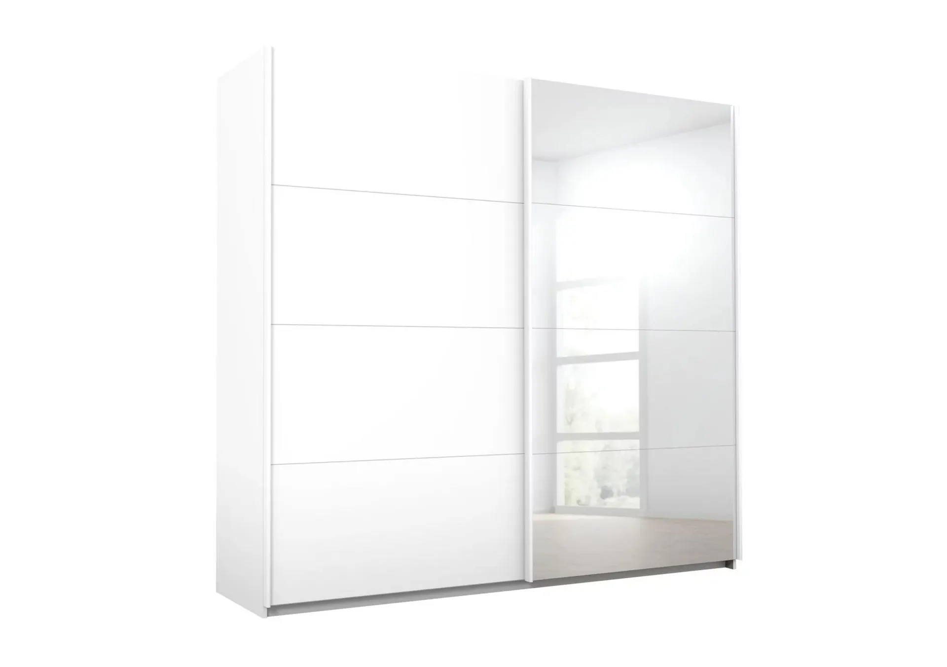 Lima 226cm 2 Door Sliding Wardrobe with 1 Decor Door and 1 Mirror Door 210cm Tall