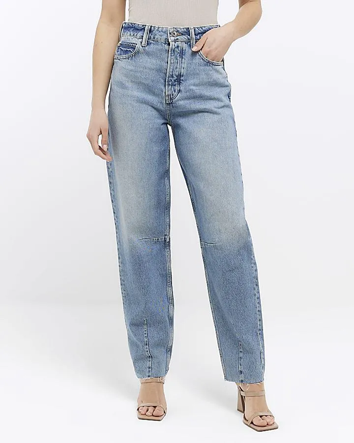 Blue high waist tapered jeans