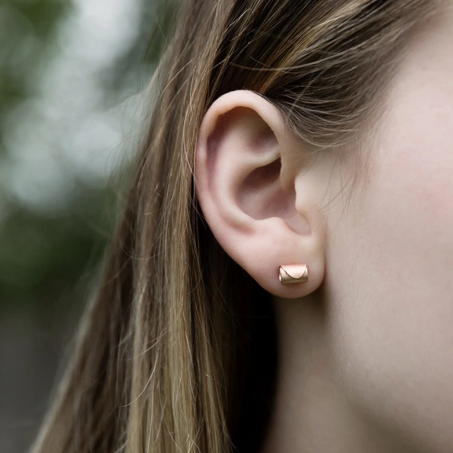 Rolled Wave Studs - Rose Gold Plated Silver