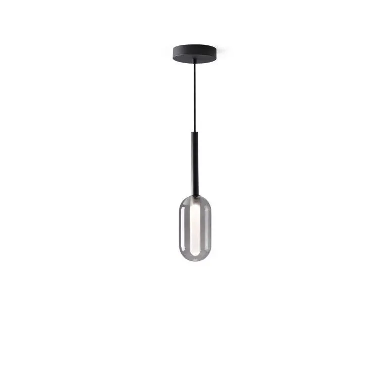 Droplet Dimmable Single Ceiling Light In Smoke Glass