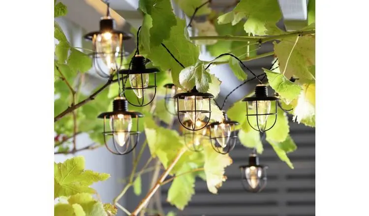 Habitat 10 Warm White Caged Bulb LED Solar String Lights