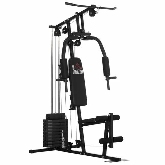 Homcom Multifunction Home Gym Machine With 45Kg Weights Black