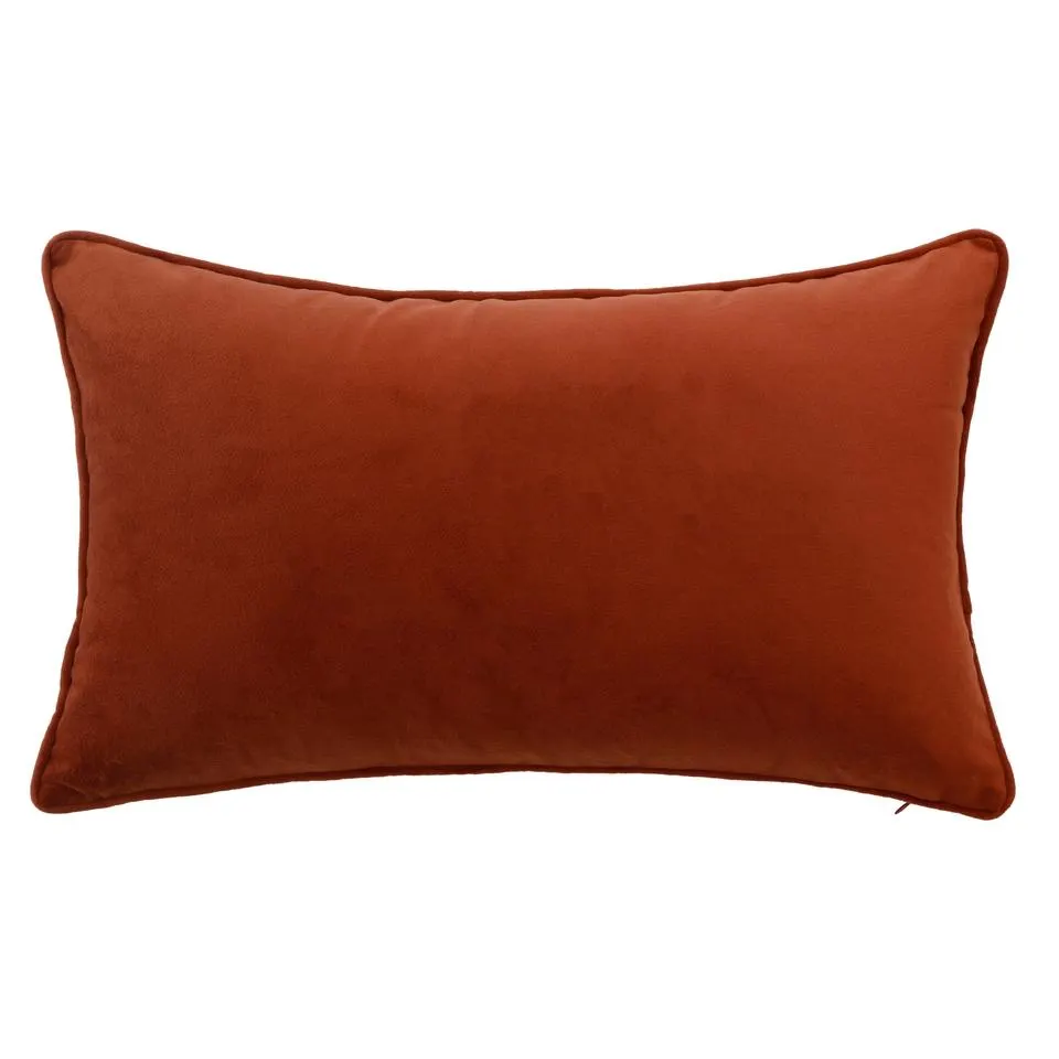 Velvet Bolster Cushion - Rust - 30x50cm