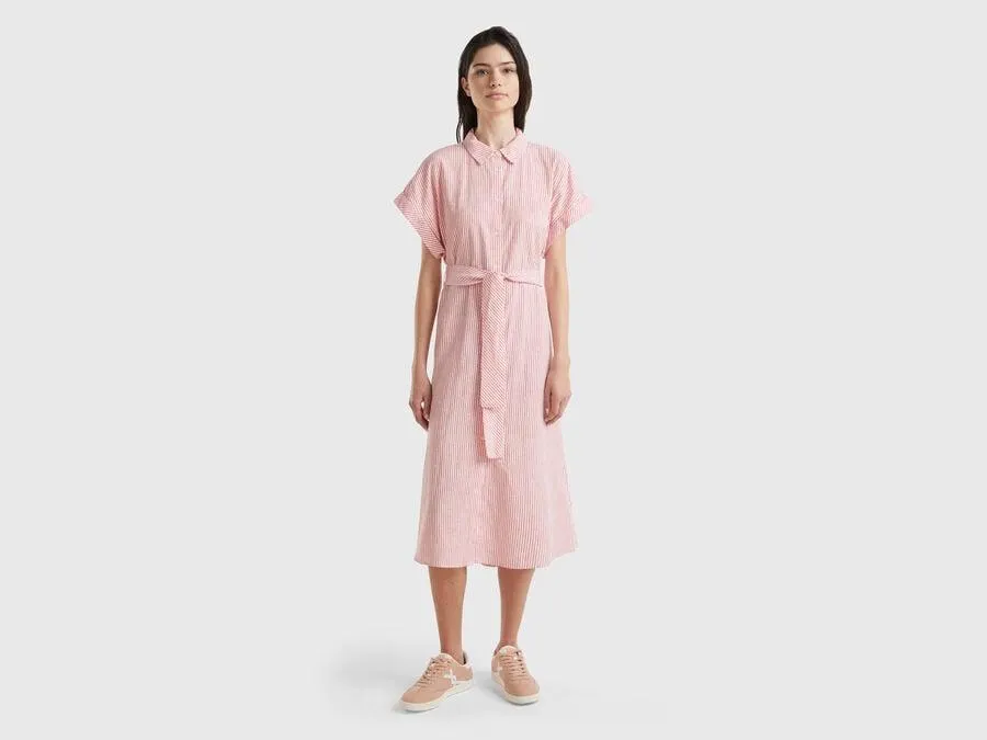 Striped midi shirt dress