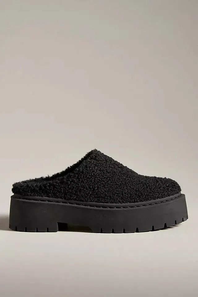 Pilcro Fleecy Sherpa Chunky Platform Clogs
