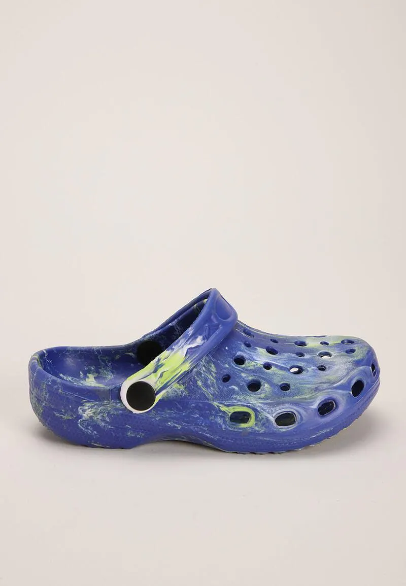 Younger Boys Blue Marble Clog Sandals