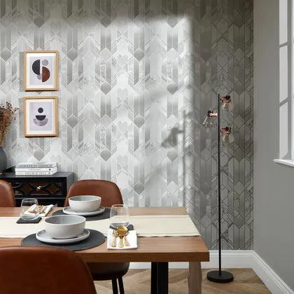 Liquid Marble Geometric Wallpaper in Silver