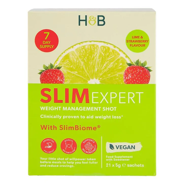 Holland & Barrett SlimExpert Strawberry & Lime Shots Flavour 21 Sachets