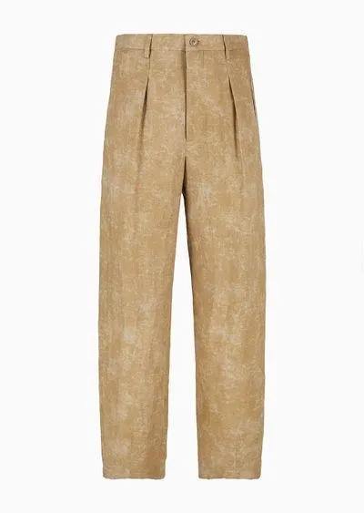 Single-pleat linen trousers