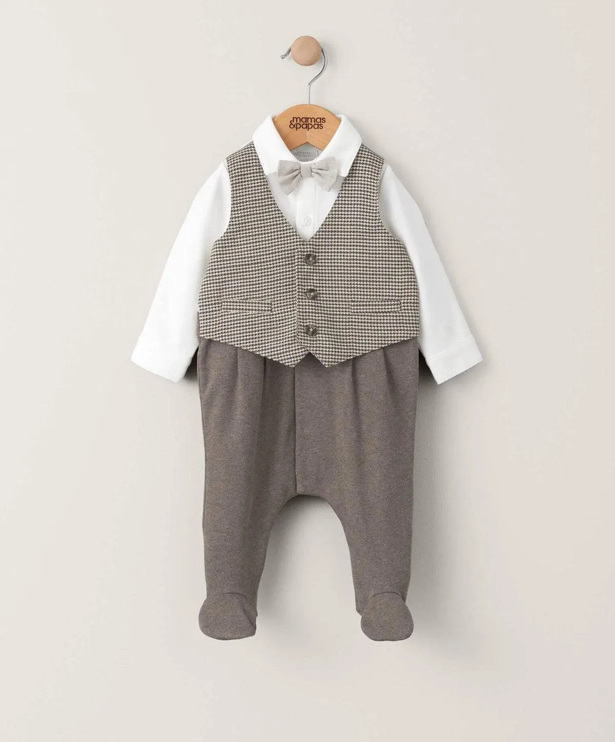 All In One Check Waistcoat - Oatmeal
