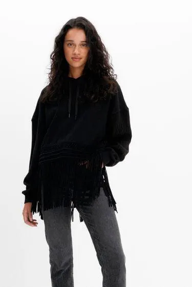 Oversize fringe hoodie