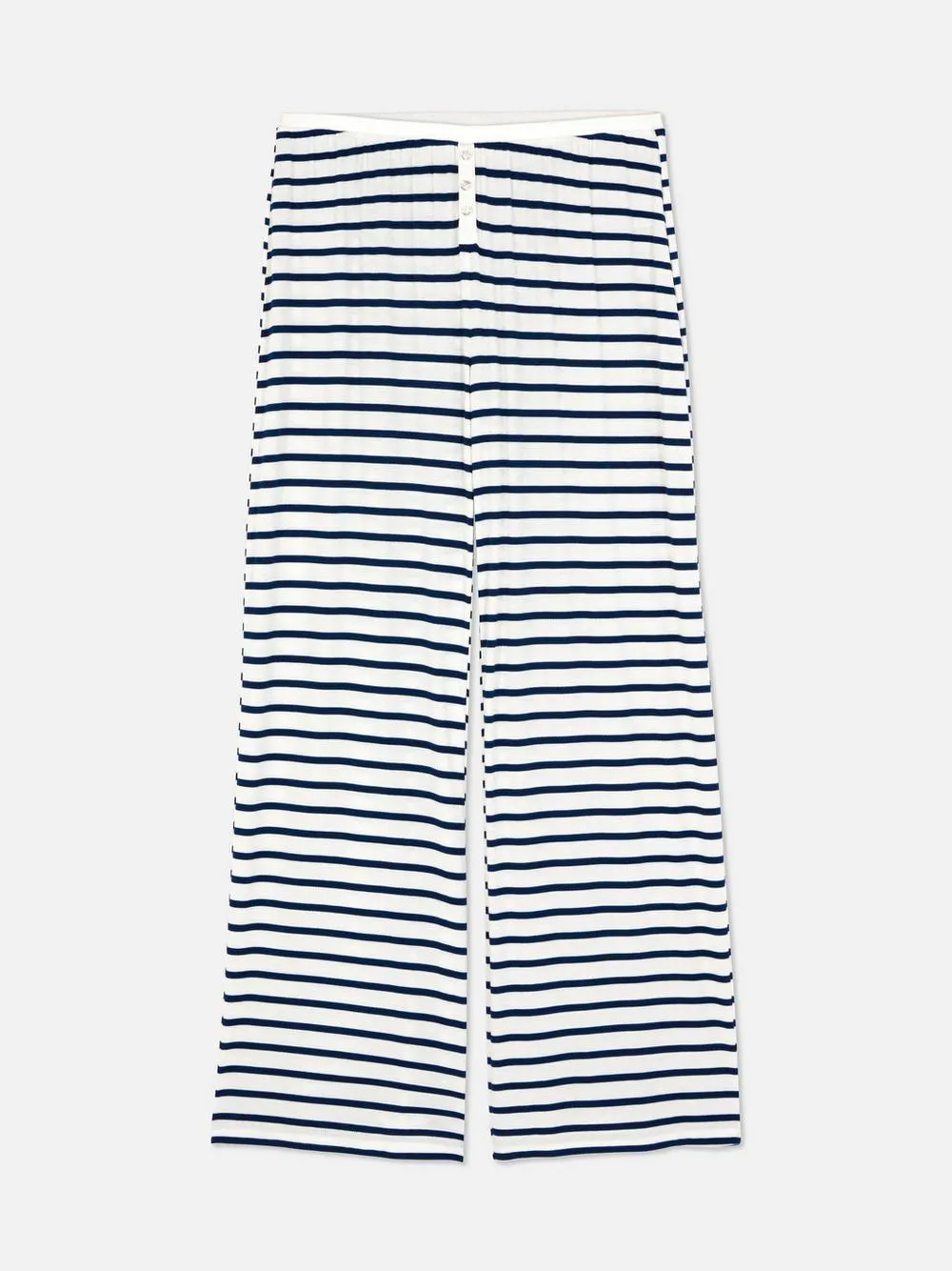 Stripe Ribbed Wide Leg Pyjama Bottoms