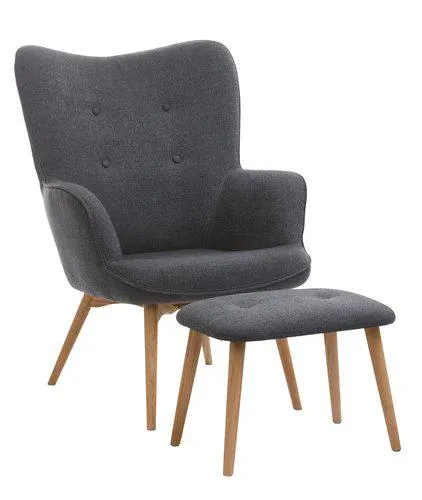 Armchair w/footstool SKALBORG dark grey
