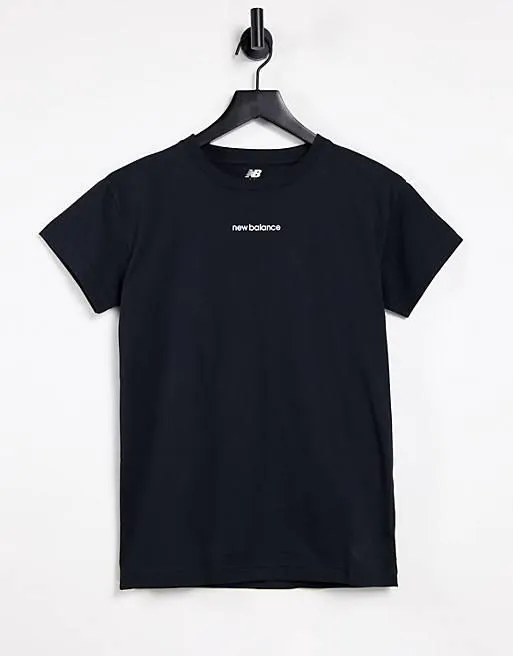 New Balance Relentless small logo crew neck t-shirt in black
