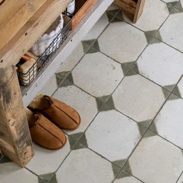 Octagon Effect Olive Vintage Tiles