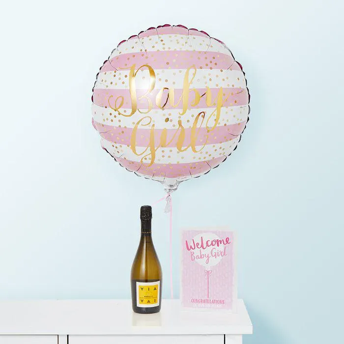Baby Girl Balloon & Prosecco Gift Set