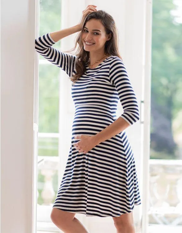 Striped Maternity & Nursing Dress