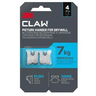 3M Claw Picture Hanger For Drywall 4pk - 7kg