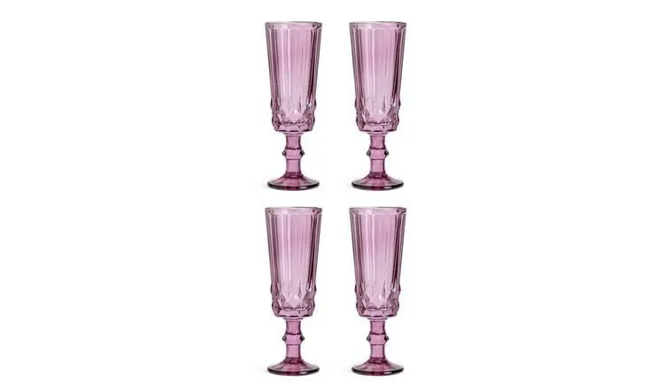 Habitat Plum Pressed Set of 4 Champagne Glass