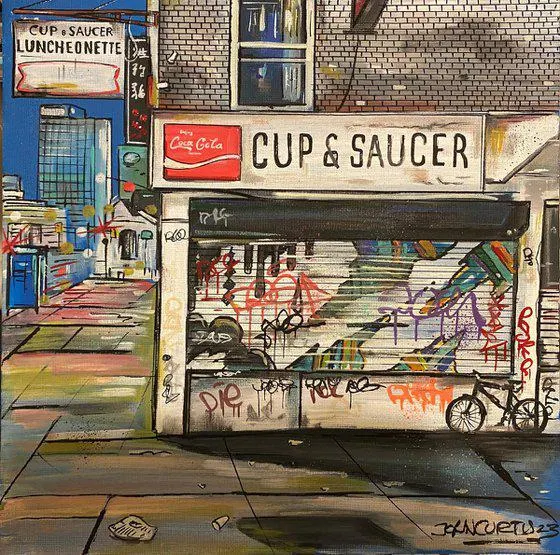 Cup and Saucer - Original on canvas board (2023)