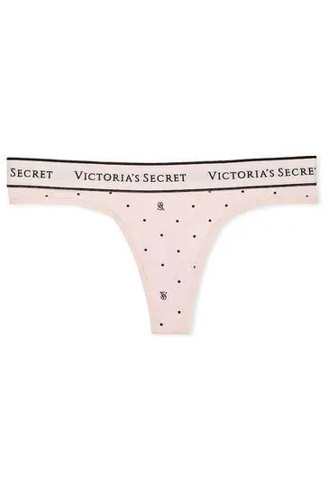 Stretch Cotton Logo Thong Knickers