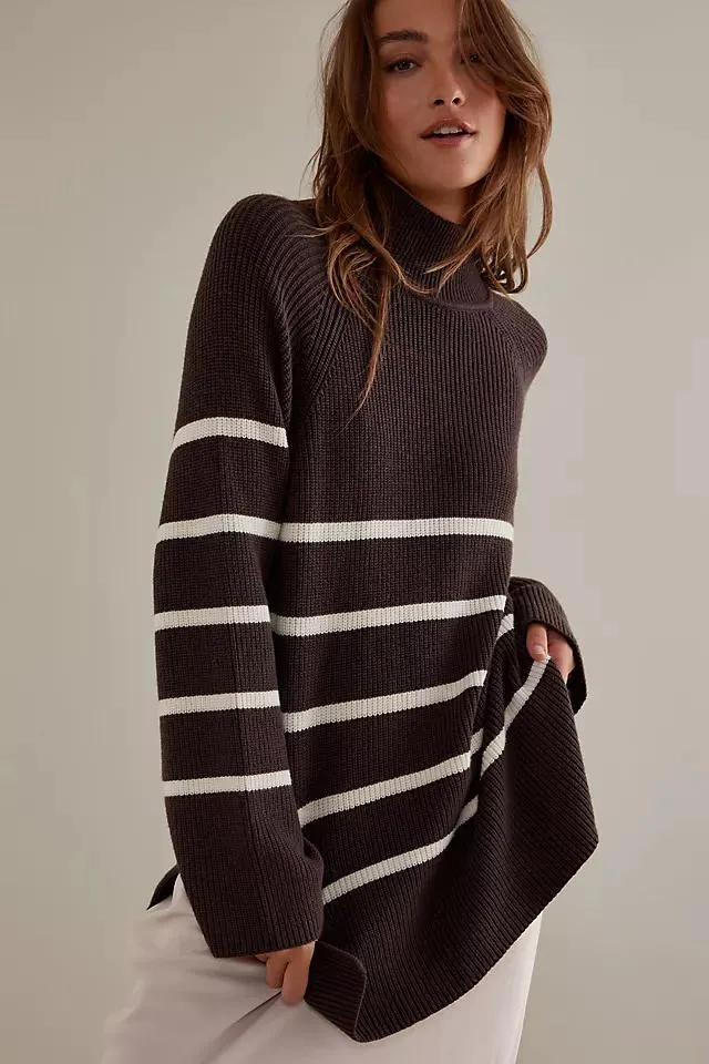 Selected Femme Kamma Stripe High-Neck Jumper