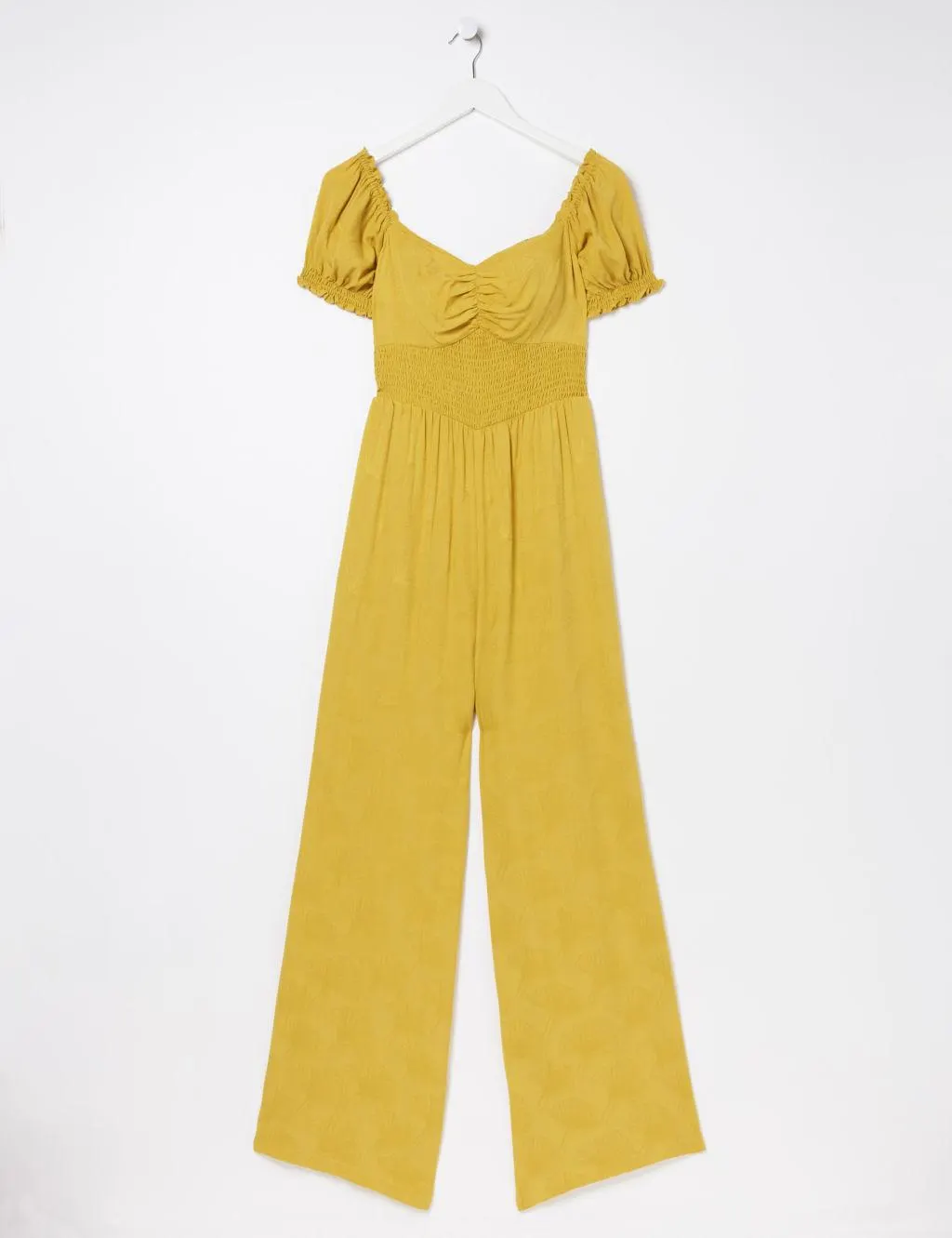 Jacquard Short Sleeve Wide Leg Jumpsuit