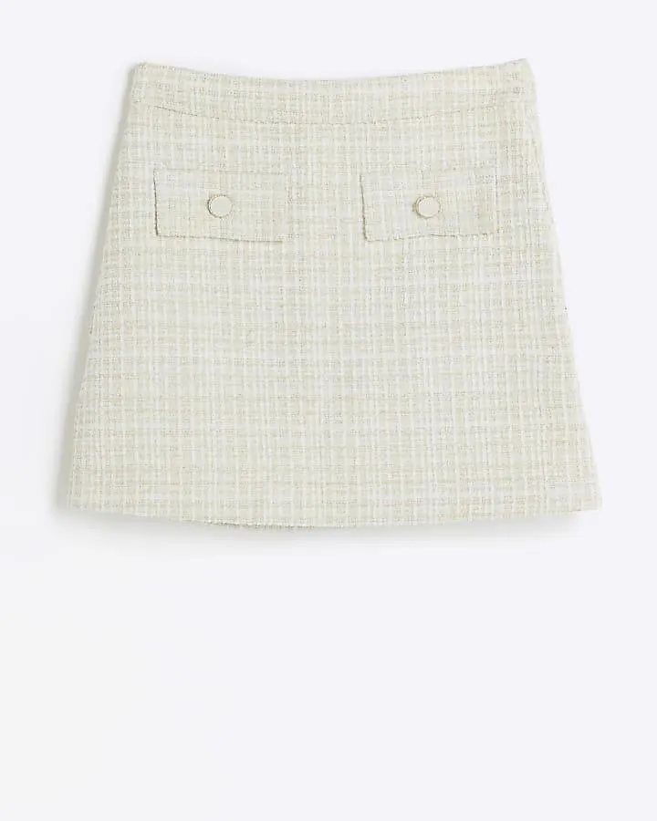 Girls cream boucle skirt
