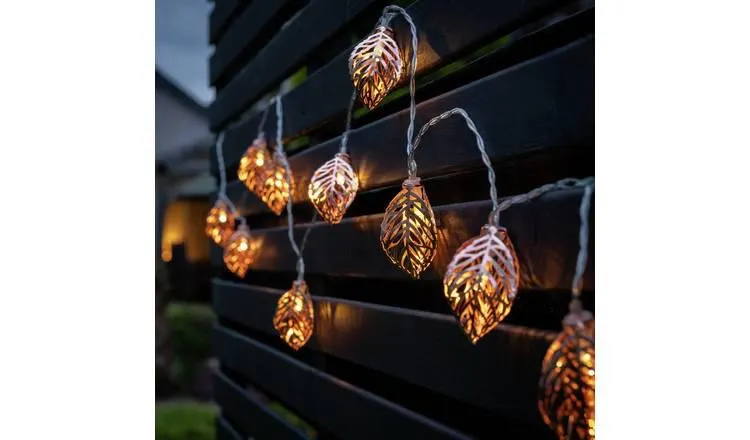 Garden by Sainsbury's Leaf String Lights - Copper