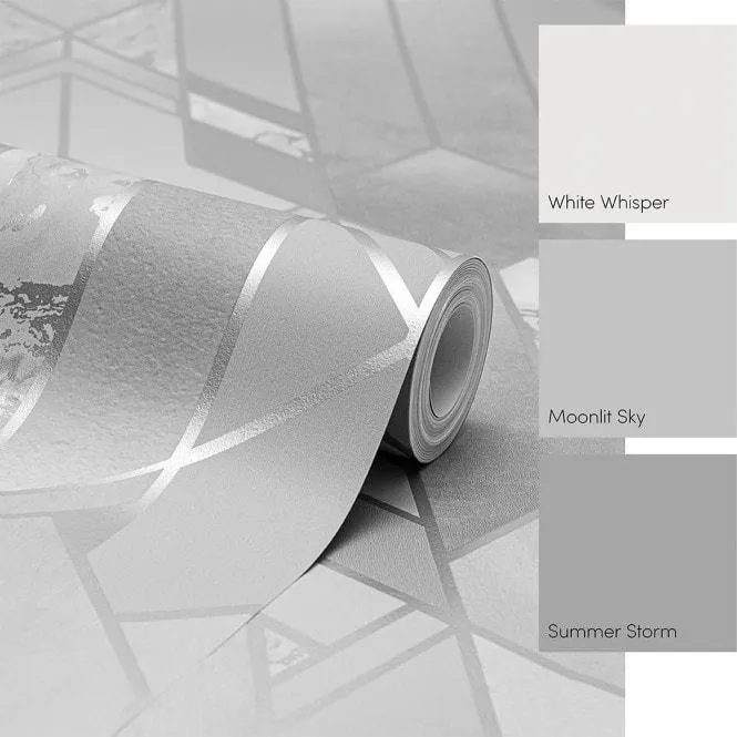 Liquid Marble Geometric Wallpaper in Silver