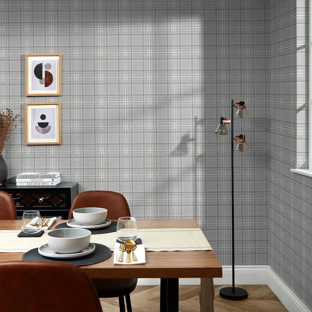 Classic Check Wallpaper in Grey