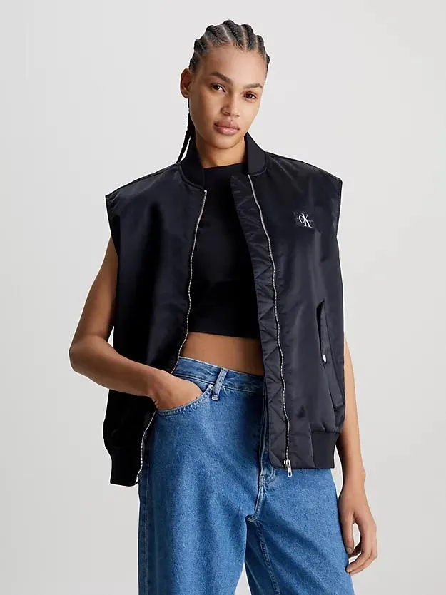 Relaxed Sateen Bomber Vest