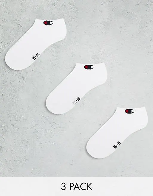 Champion 3 pack core ankle socks in white