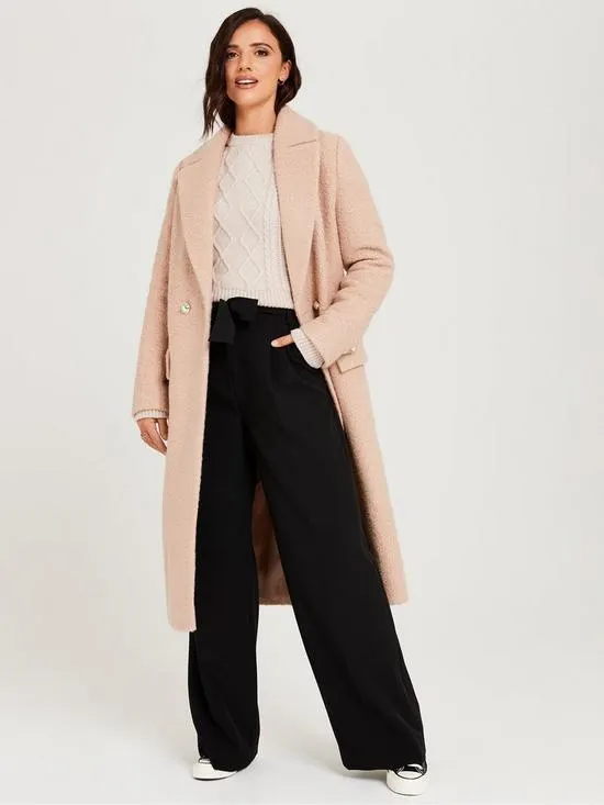 Lucy Mecklenburgh Boucle Formal Coat - Camel