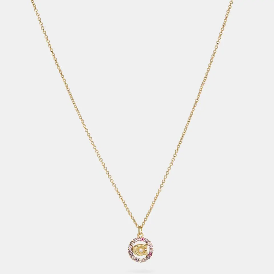 Coach Women's C Multi Crystal Necklace - Gold/Pink Multi