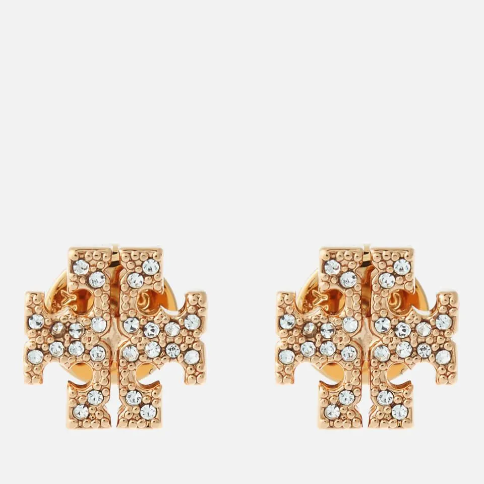 Tory Burch Women's Pave Logo Stud Earrings - Tory Gold/Crystal