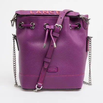 Purple Leather Bucket Bag