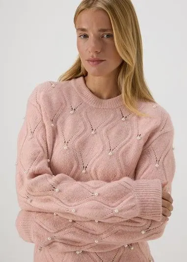 Pink Pearl Embellished Jumper