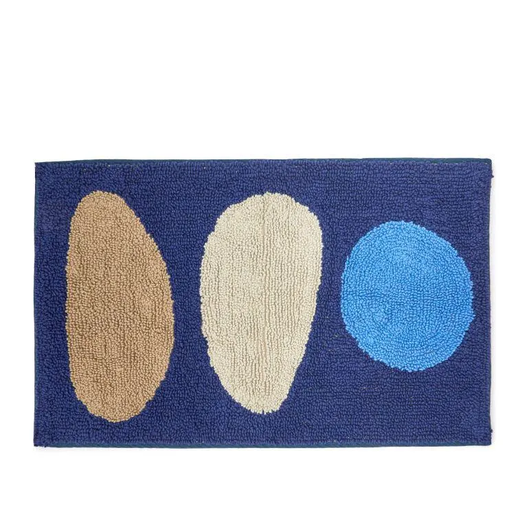 Abstract Circles Bath Mat in Blue