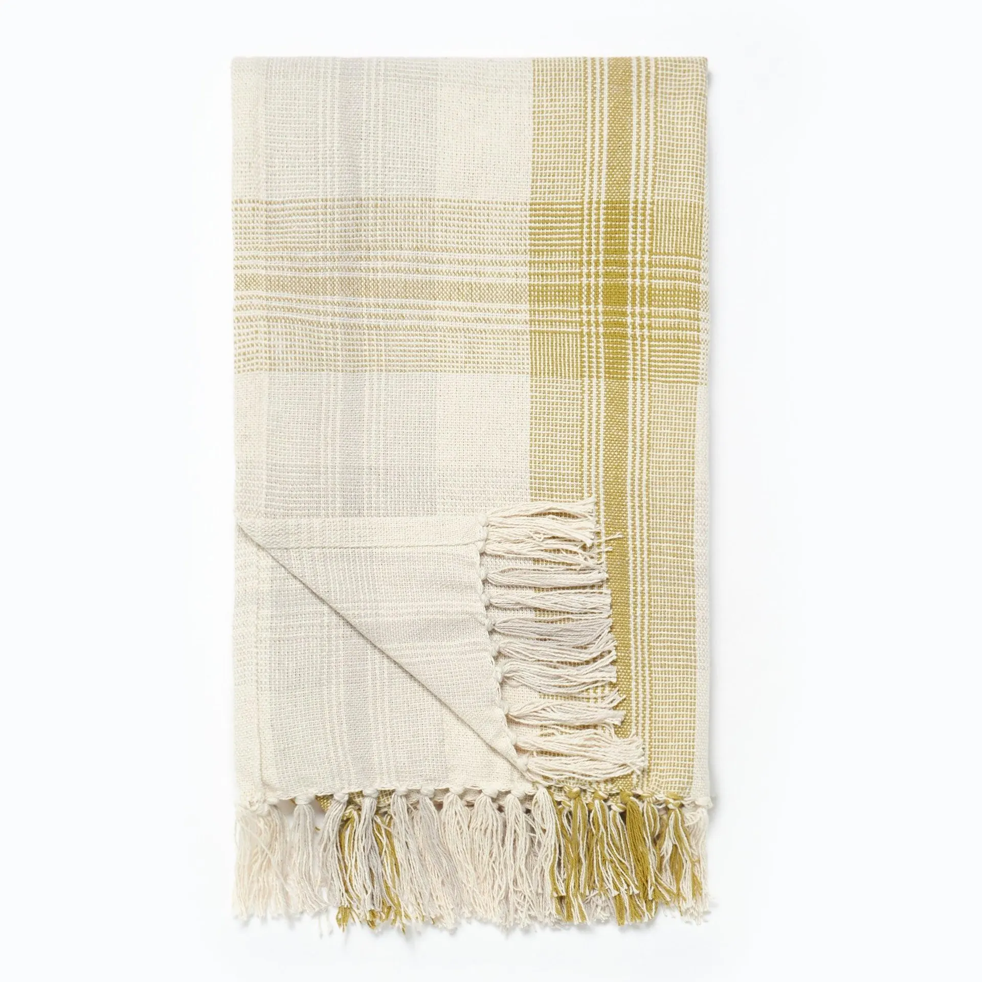At Home Olive Woven Check Throw