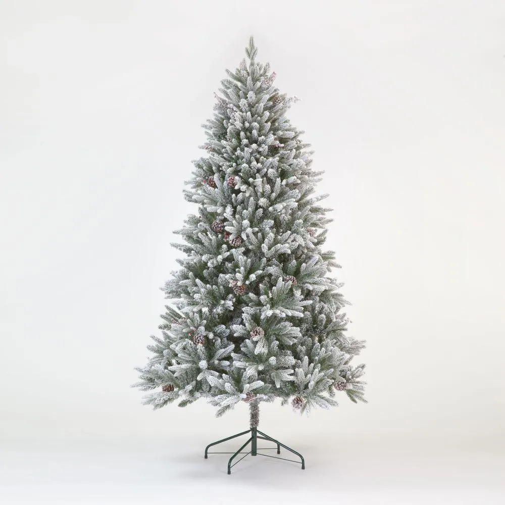210cm (7ft) Haruchan Frosted Green Christmas Tree With Pinecones