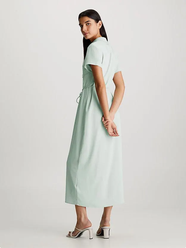 Relaxed Crepe Midi Shirt Dress