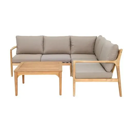 L-Shape Corner Wooden Garden Lounge Sofa with Table