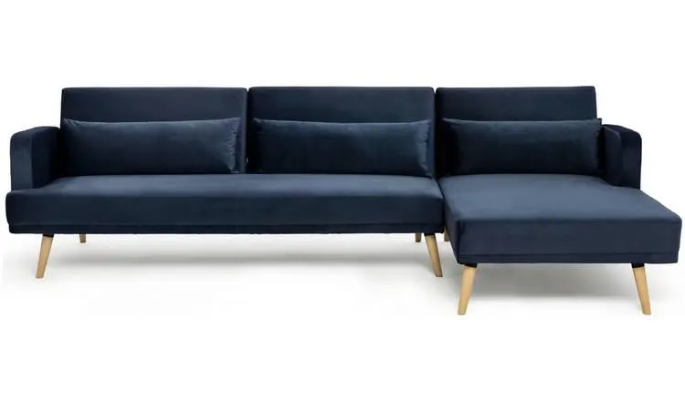 Habitat Andy Velvet Right Hand Corner Sofa Bed - Navy