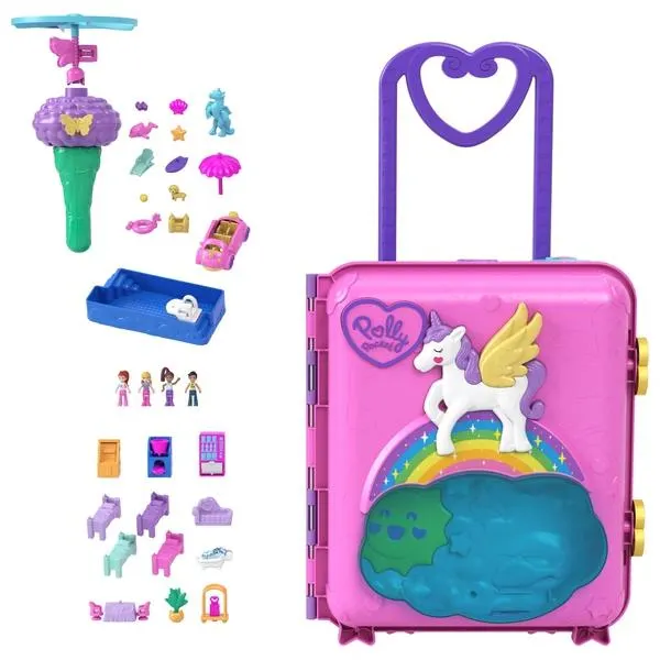 Polly Pocket Pollyville Resort Roll Away Suitcase Playset