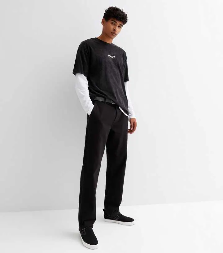 Black Straight Fit Trousers